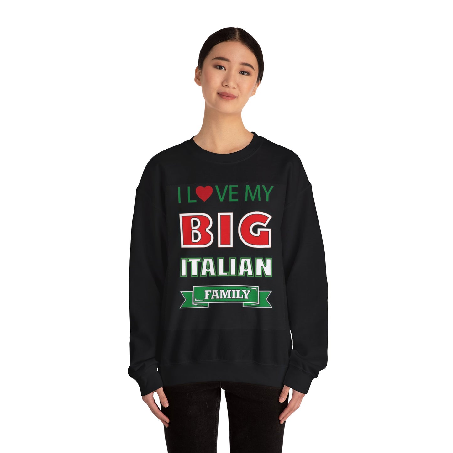 I Love My Big Italian Family Sweatshirt Black - Customize it with Your Family Name on Back
