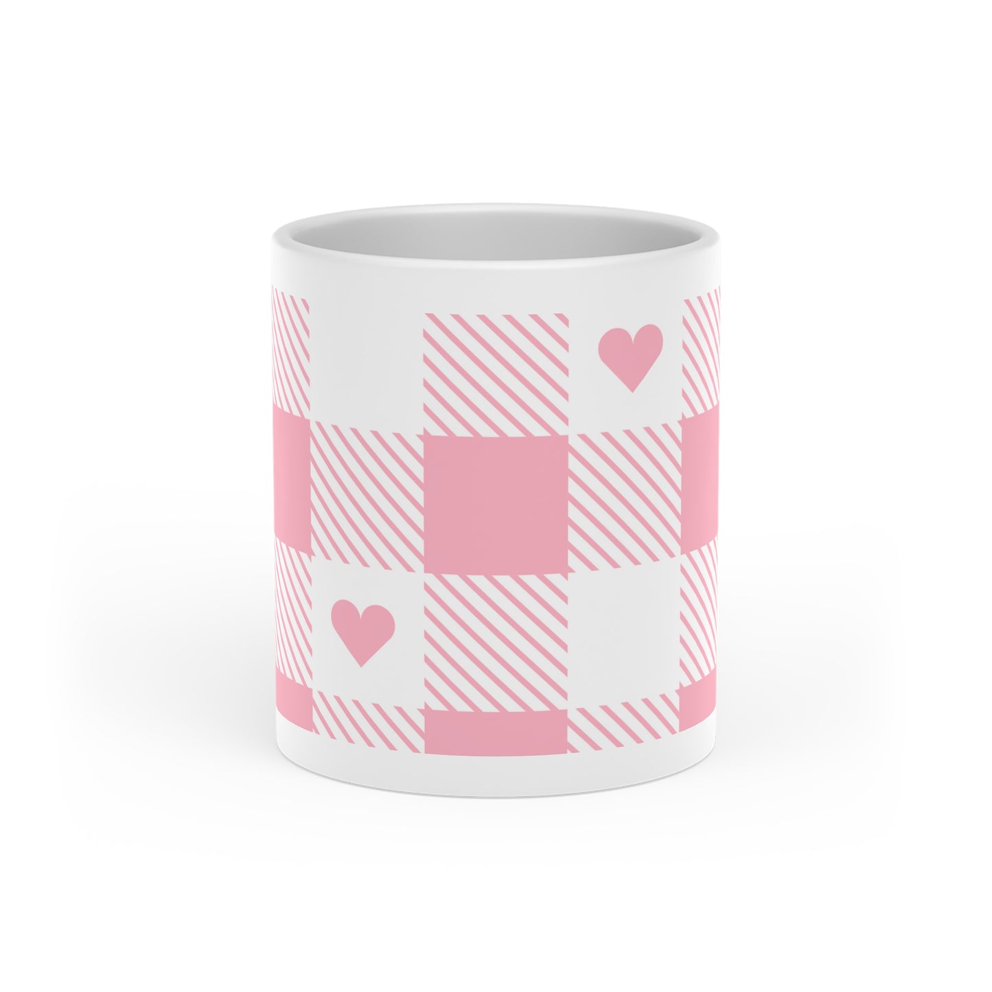 Heart-Shaped Mug for Valentines Day, Coffee mug for wife, girlfriend, Cute Mug, Heart handle mug, Valentines Day Gift, Heart checkerboard