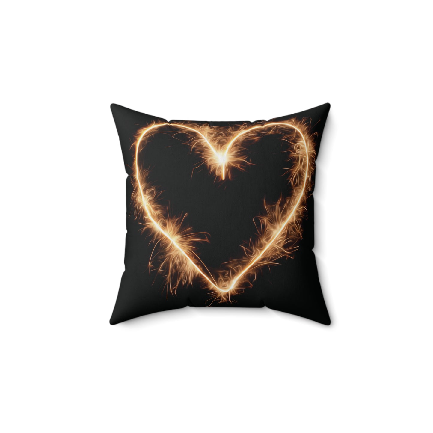 Bright Light Heart Square Pillow, Fire on black Pillow, Valentine's Day gift, gift for her, Alternative decor, 2 sided print pillow, Black