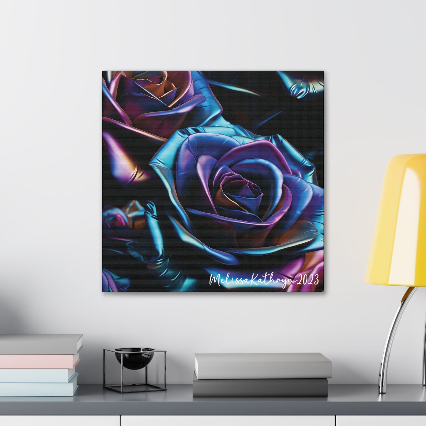 Vinyl Rose by MelissaKathryn Gallery Wrapped Canvas| Rose Wall Art, Dark Academia, Gothic Art, Beautiful Flower Art, Custom