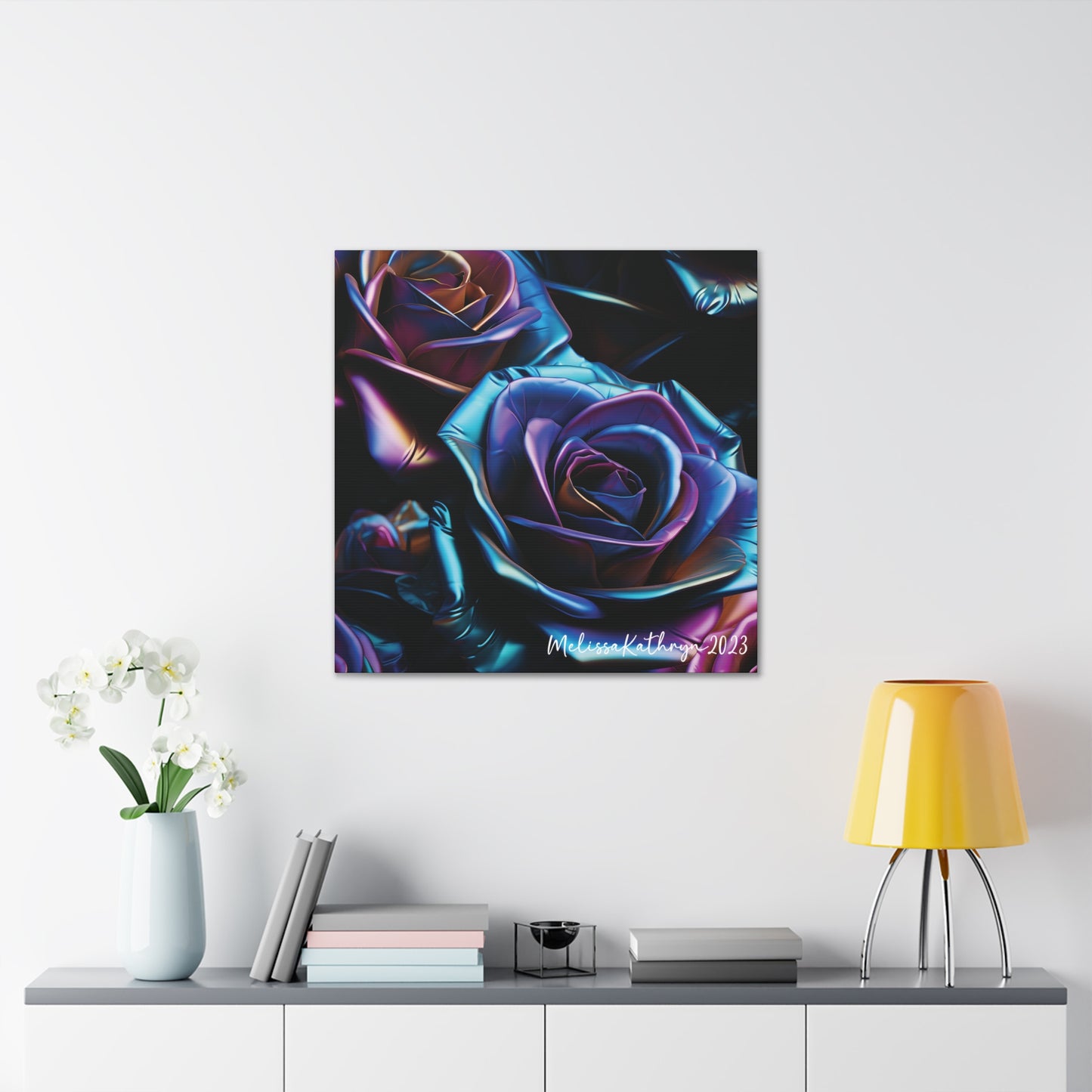 Vinyl Rose by MelissaKathryn Gallery Wrapped Canvas| Rose Wall Art, Dark Academia, Gothic Art, Beautiful Flower Art, Custom