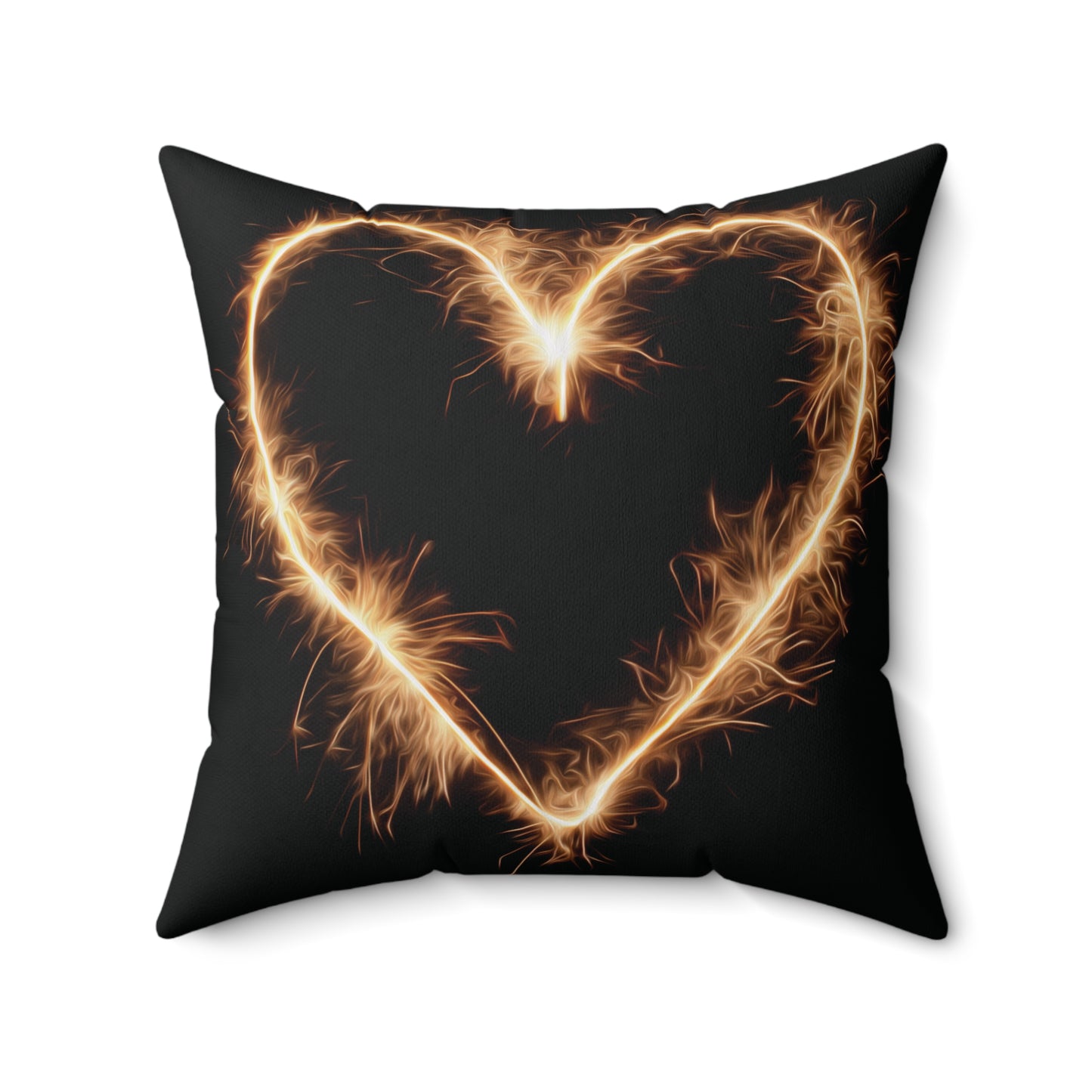 Bright Light Heart Square Pillow, Fire on black Pillow, Valentine's Day gift, gift for her, Alternative decor, 2 sided print pillow, Black