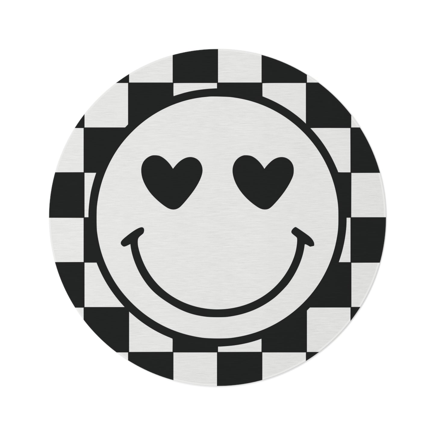 Smiley face checkered Round Rug