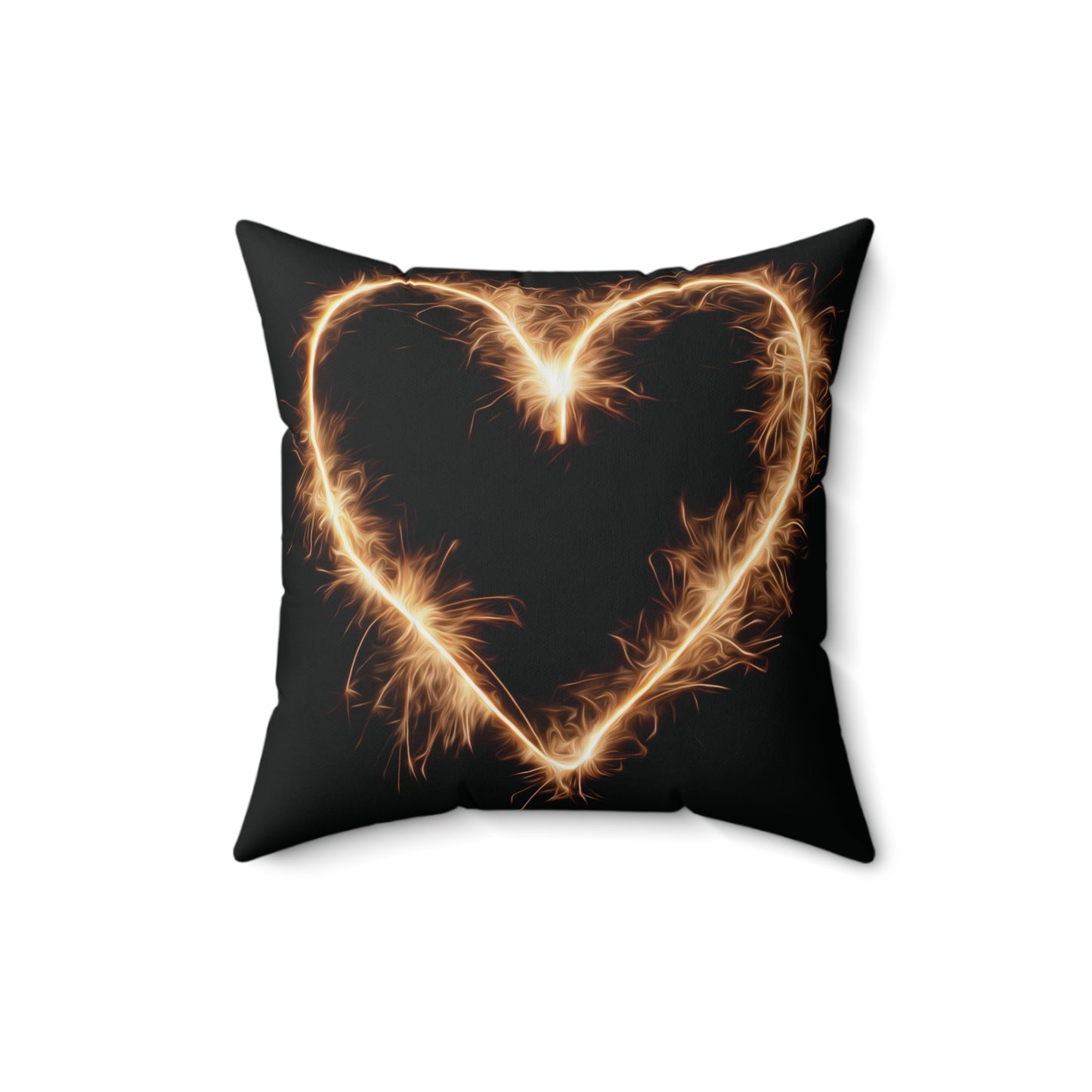 Bright Light Heart Square Pillow, Fire on black Pillow, Valentine's Day gift, gift for her, Alternative decor, 2 sided print pillow, Black