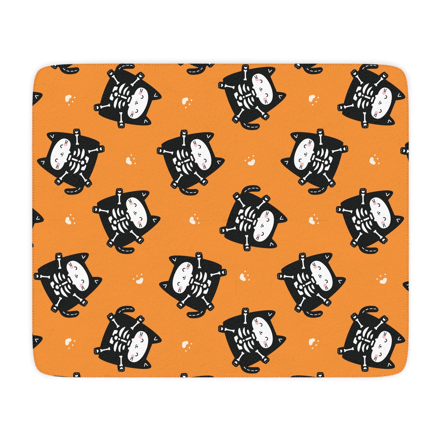 Skelekitty Tan super soft Halloween Sherpa Blanket