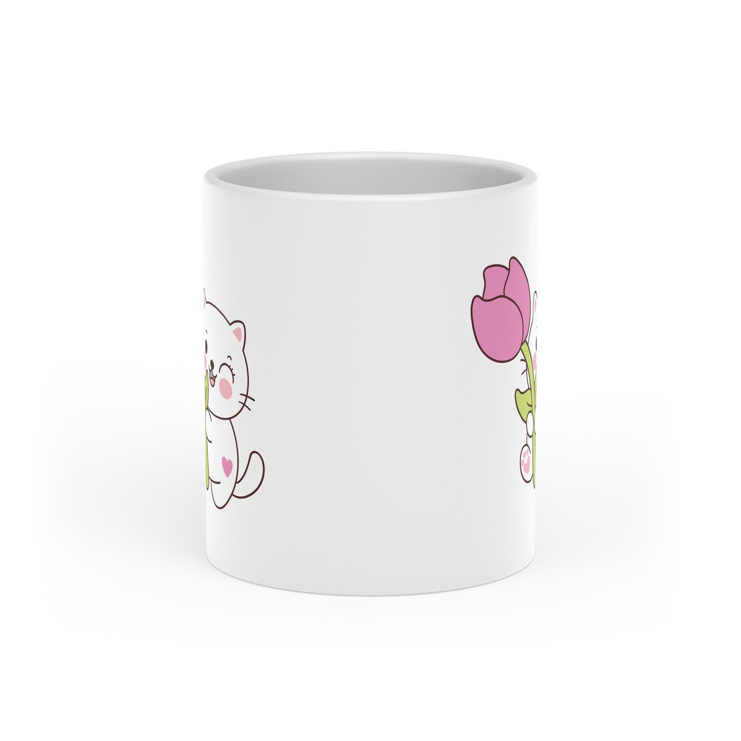 Cute Cat Mug for Valentines Day, Coffee mug for wife, girlfriend, Cute Mug, Heart handle mug, Valentines Day Gift, Cat mug