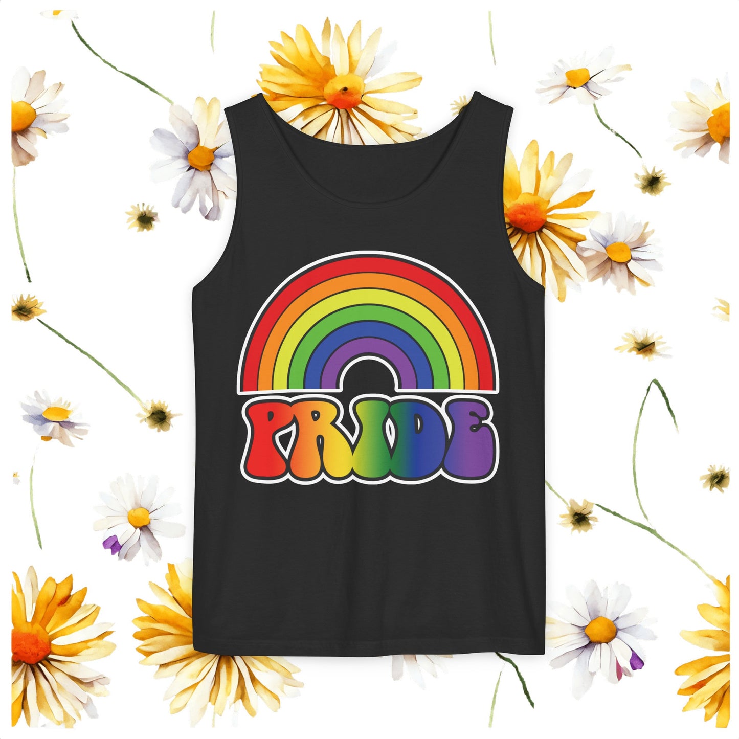 Pride Rainbow Unisex Garment-Dyed Tank Top, Pride, love is love, pride tank, rainbow tank top, show your pride, pride month, gift, lgbtq+, love tank