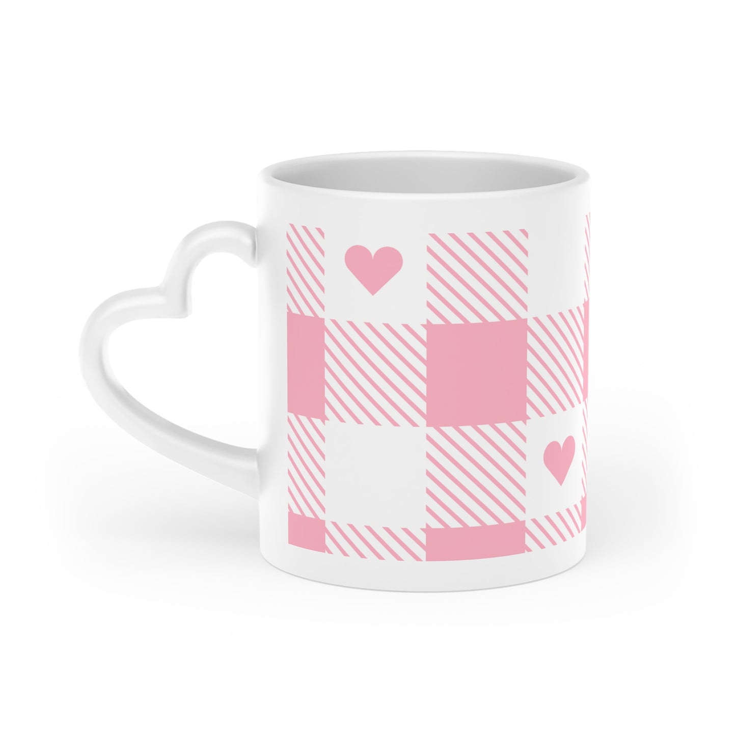 Heart-Shaped Mug for Valentines Day, Coffee mug for wife, girlfriend, Cute Mug, Heart handle mug, Valentines Day Gift, Heart checkerboard