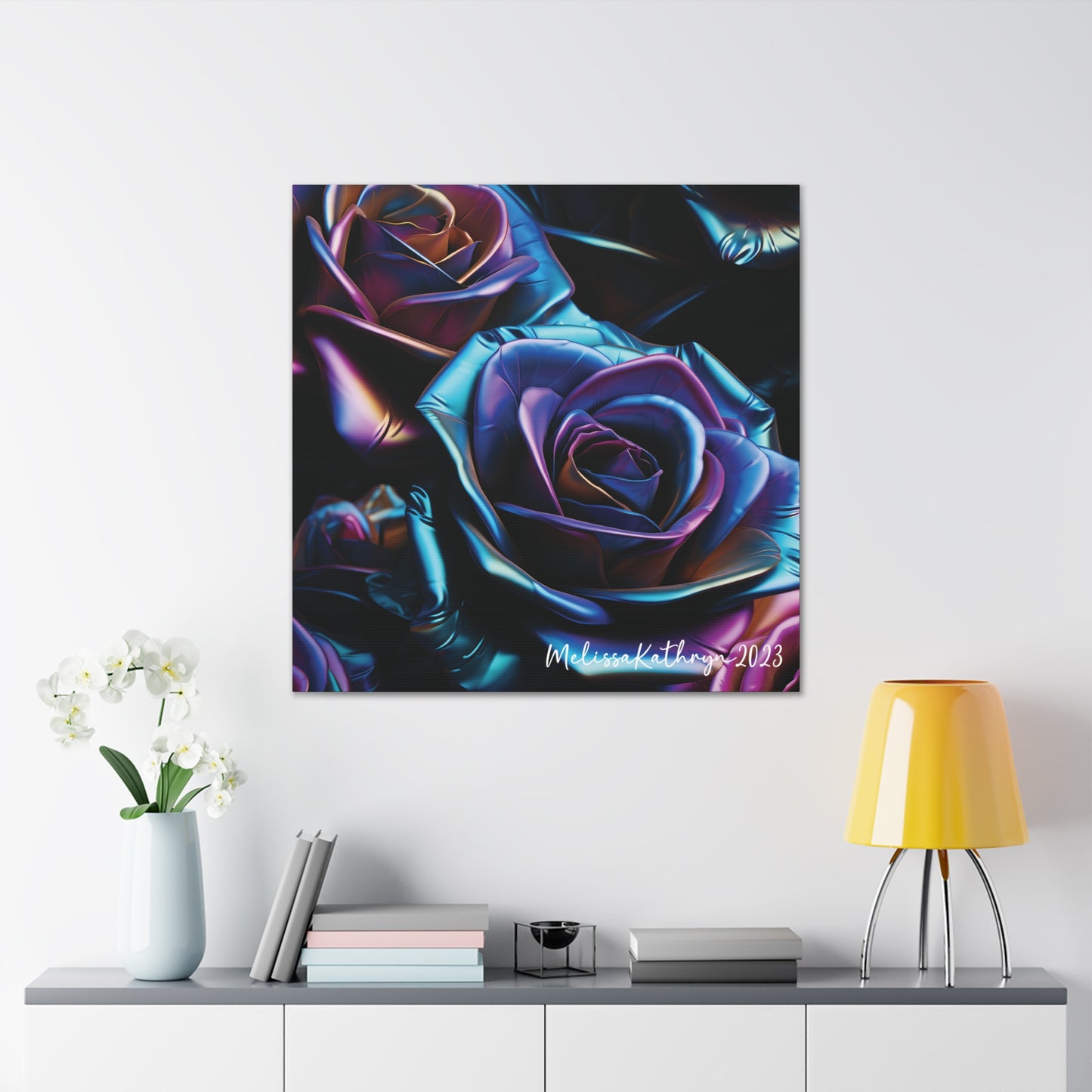 Vinyl Rose by MelissaKathryn Gallery Wrapped Canvas| Rose Wall Art, Dark Academia, Gothic Art, Beautiful Flower Art, Custom