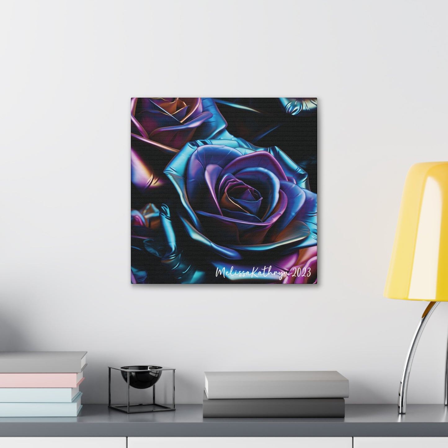 Vinyl Rose by MelissaKathryn Gallery Wrapped Canvas| Rose Wall Art, Dark Academia, Gothic Art, Beautiful Flower Art, Custom