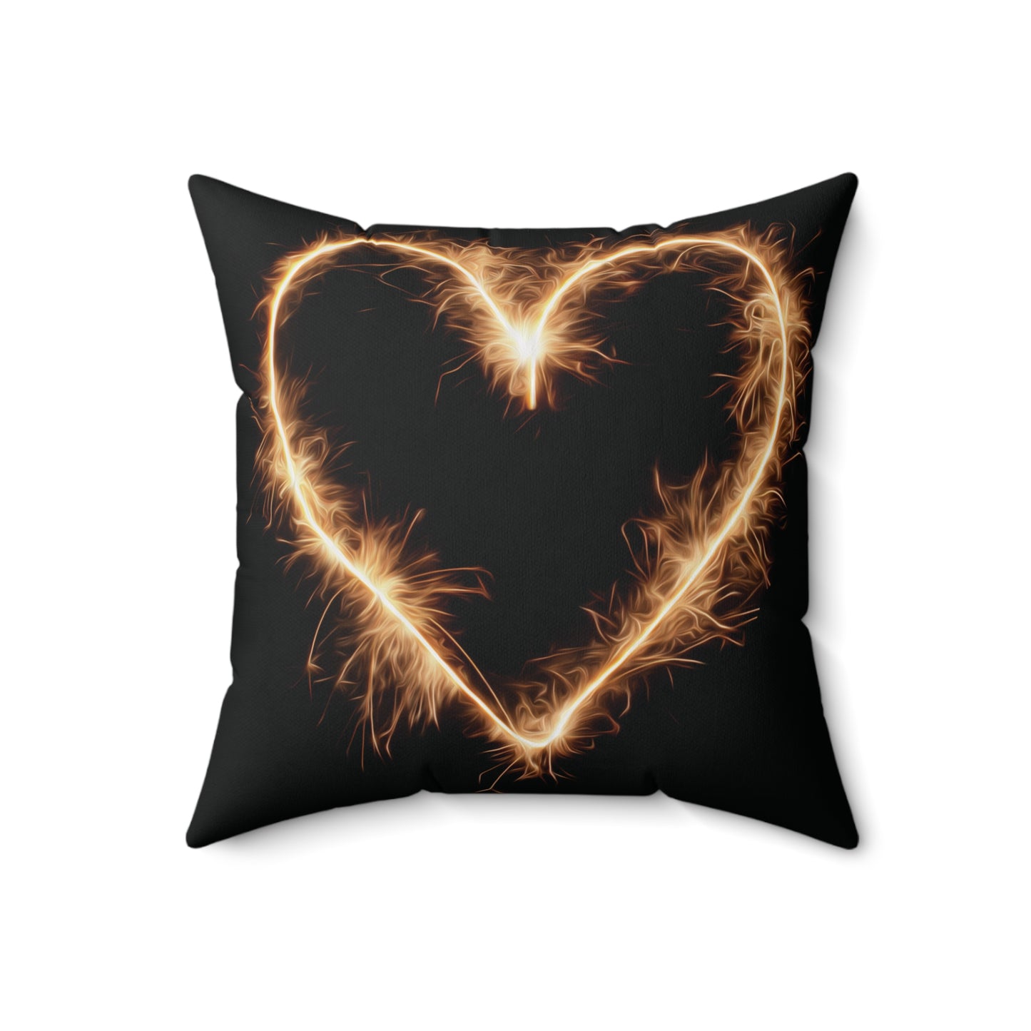 Bright Light Heart Square Pillow, Fire on black Pillow, Valentine's Day gift, gift for her, Alternative decor, 2 sided print pillow, Black