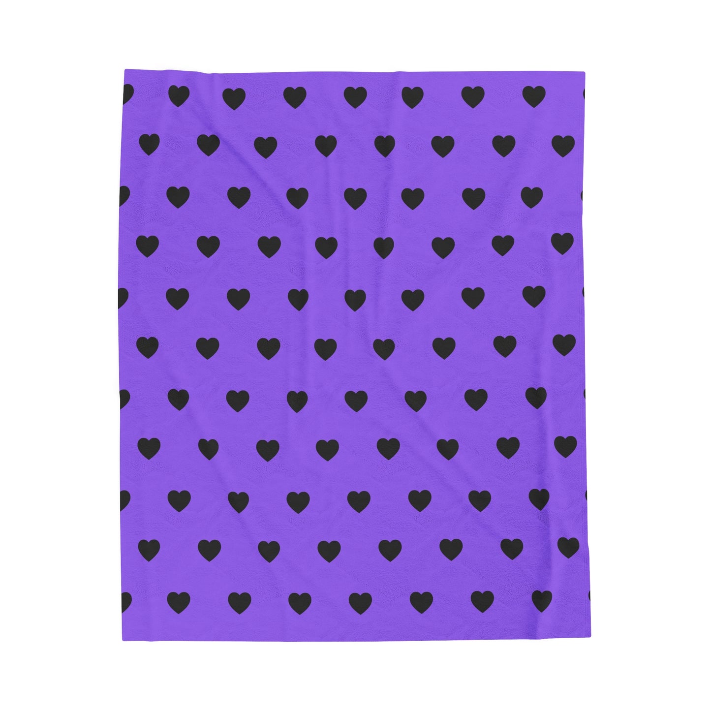 Purple and Black Heart Velveteen Plush Blanket