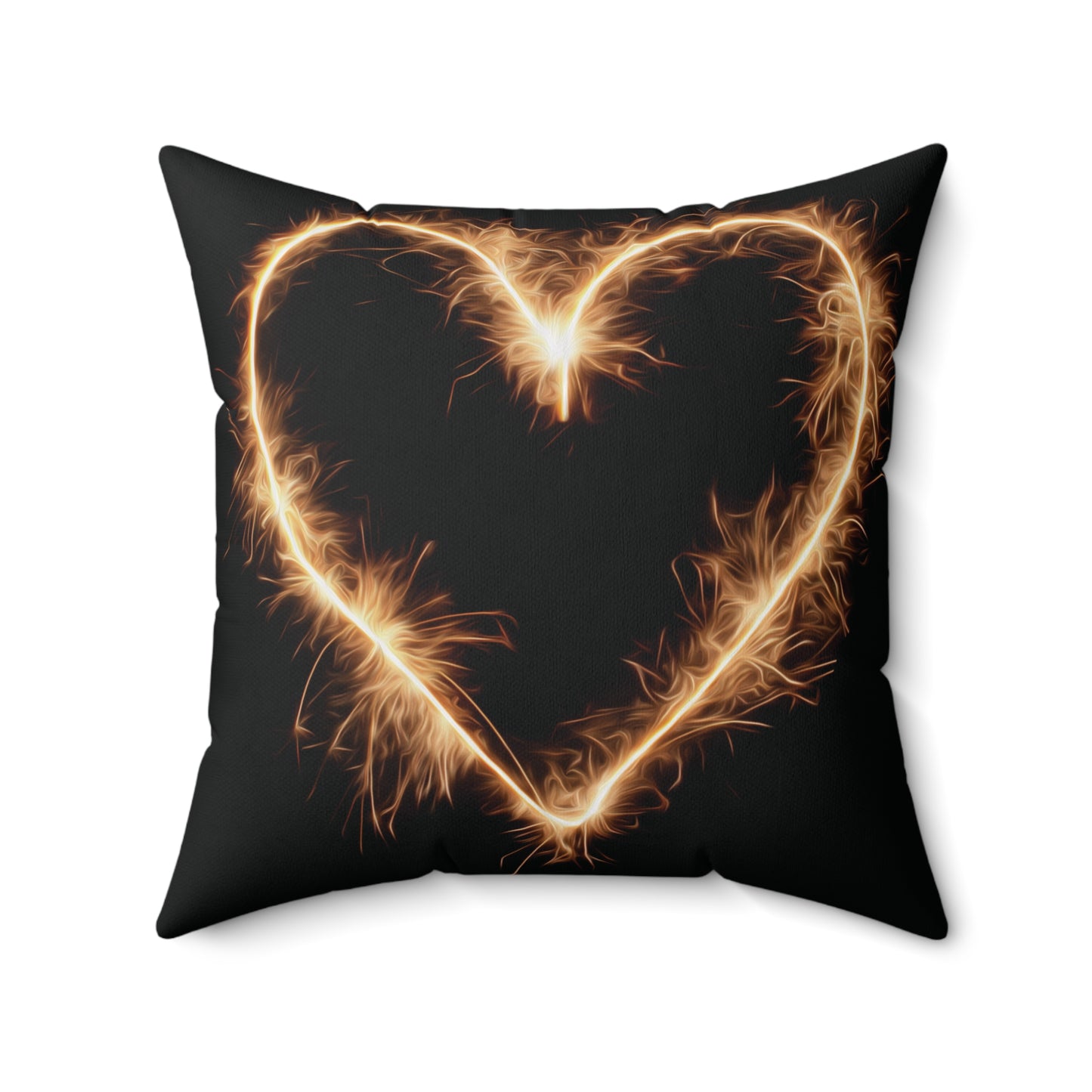 Bright Light Heart Square Pillow, Fire on black Pillow, Valentine's Day gift, gift for her, Alternative decor, 2 sided print pillow, Black