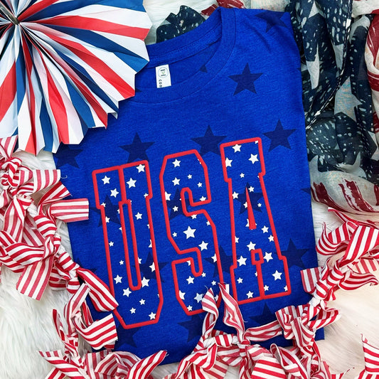 USA Stars PUFF ink Graphic tee