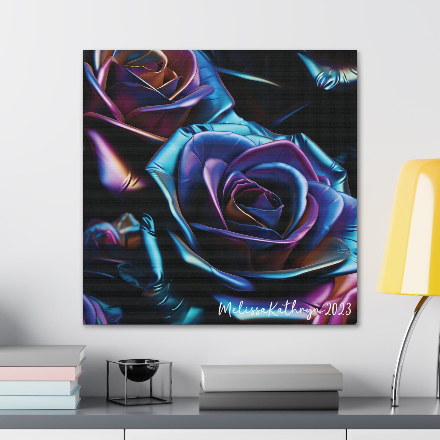 Vinyl Rose by MelissaKathryn Gallery Wrapped Canvas| Rose Wall Art, Dark Academia, Gothic Art, Beautiful Flower Art, Custom