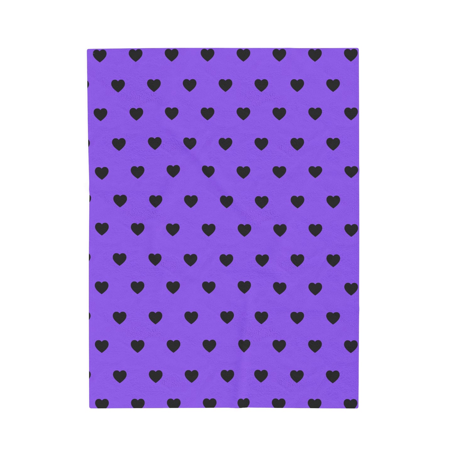 Purple and Black Heart Velveteen Plush Blanket