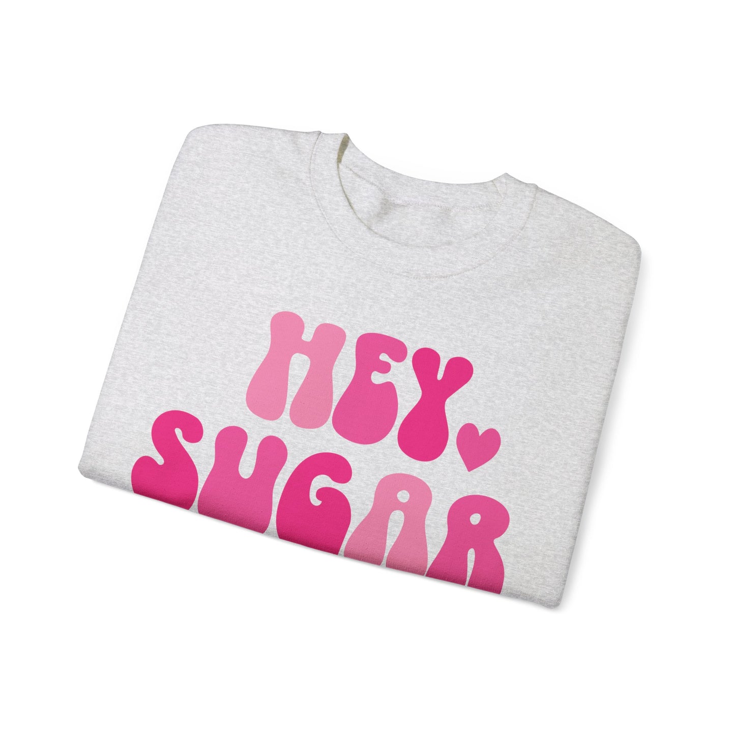 Hey Sugar heart sweatshirt, Valentines Day, sleeve prints hearts, bright pink, gift for her, Valentines sweatshirt, Cute, Trendy