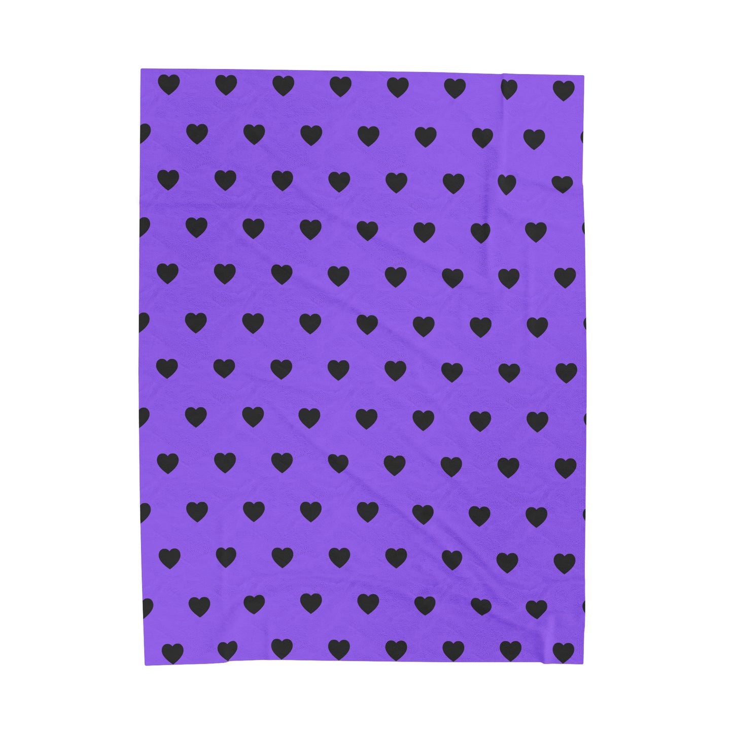 Purple and Black Heart Velveteen Plush Blanket