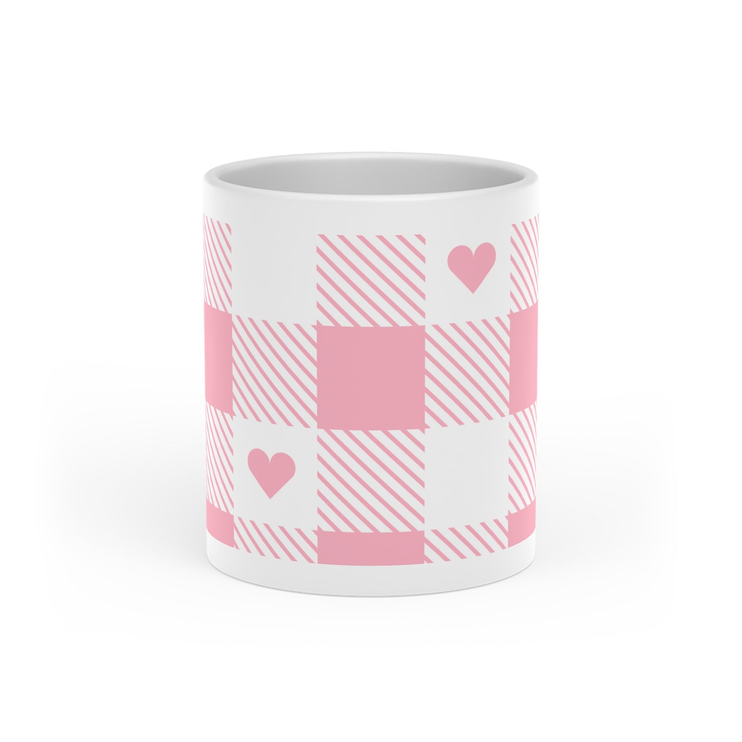 Heart-Shaped Mug for Valentines Day, Coffee mug for wife, girlfriend, Cute Mug, Heart handle mug, Valentines Day Gift, Heart checkerboard