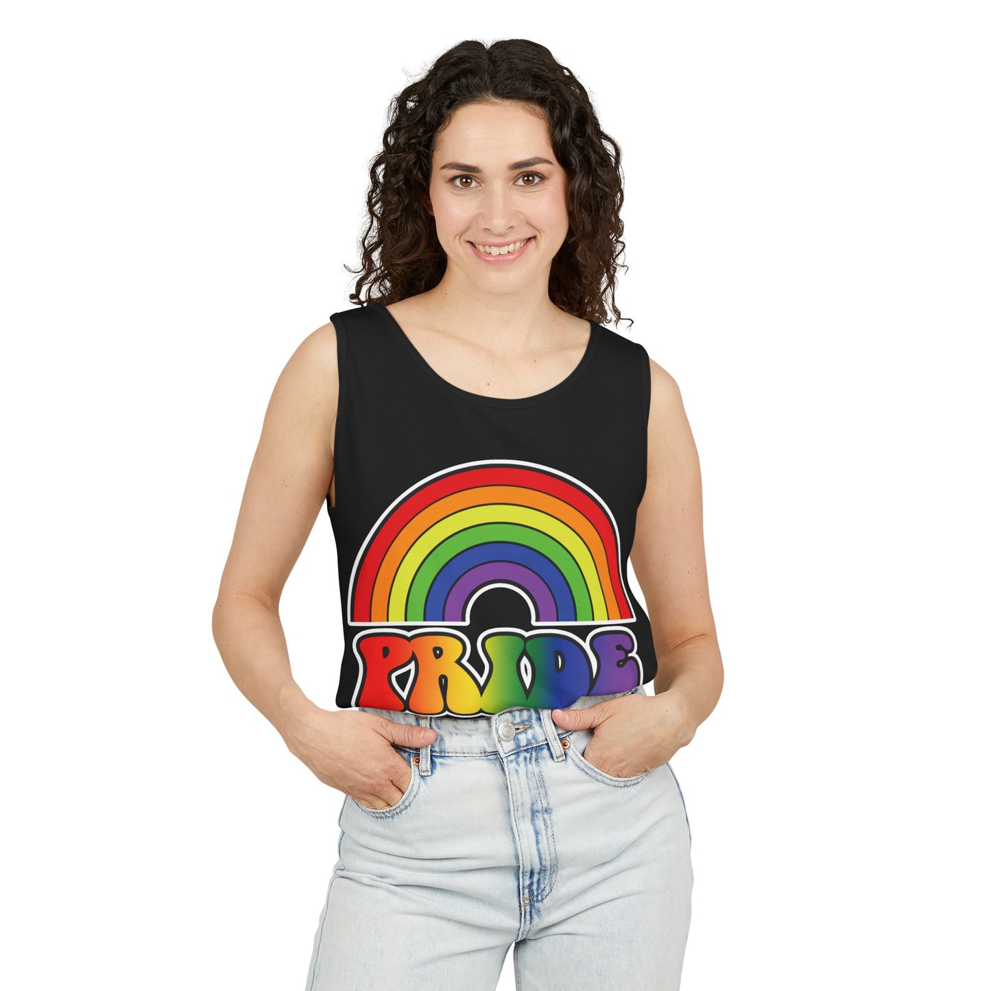 Pride Rainbow Unisex Garment-Dyed Tank Top, Pride, love is love, pride tank, rainbow tank top, show your pride, pride month, gift, lgbtq+, love tank