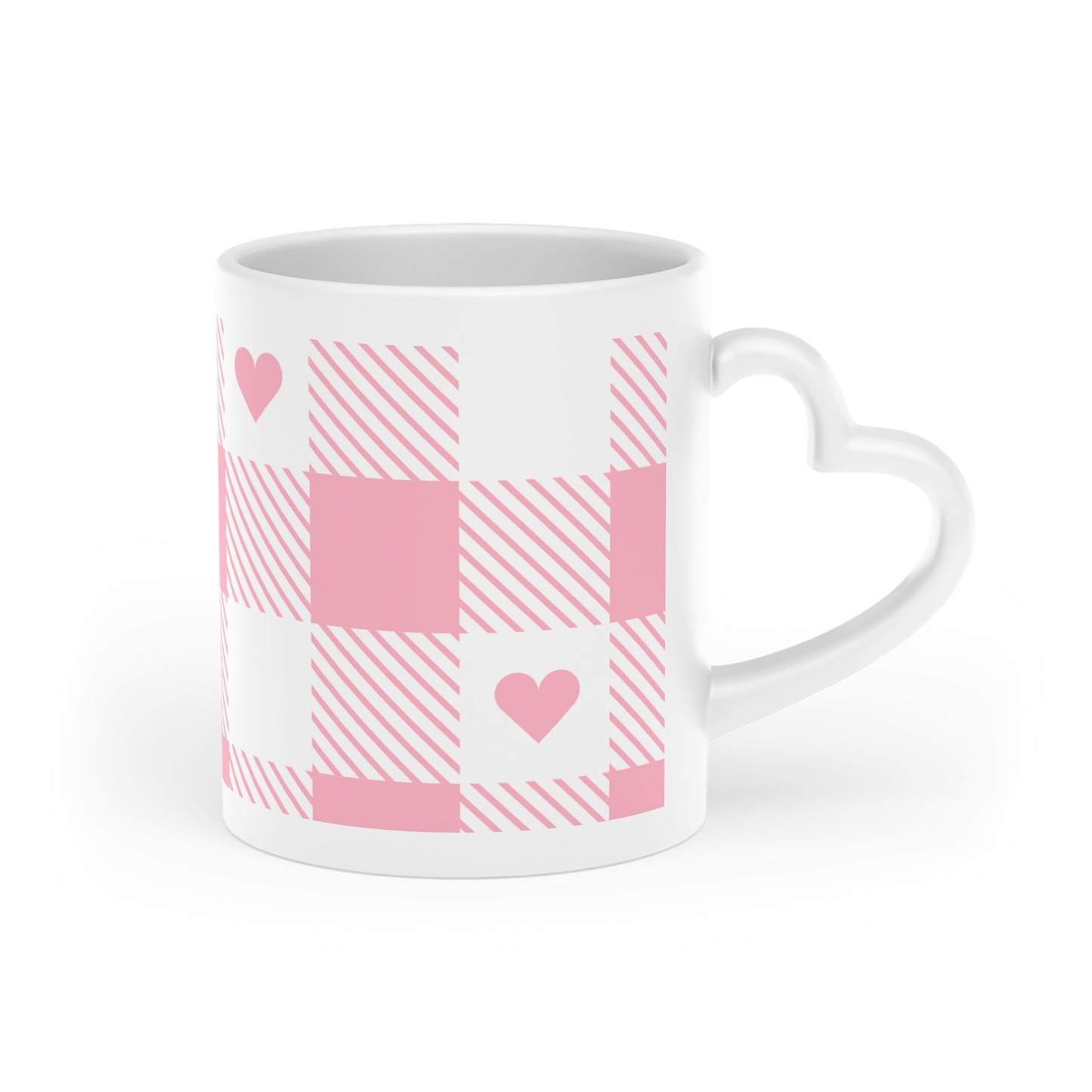 Heart-Shaped Mug for Valentines Day, Coffee mug for wife, girlfriend, Cute Mug, Heart handle mug, Valentines Day Gift, Heart checkerboard