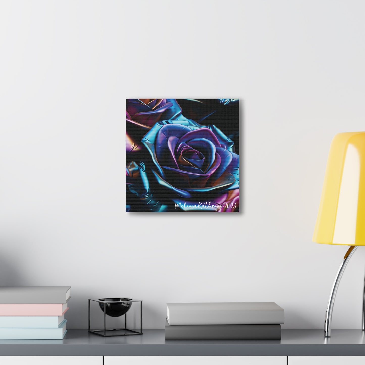 Vinyl Rose by MelissaKathryn Gallery Wrapped Canvas| Rose Wall Art, Dark Academia, Gothic Art, Beautiful Flower Art, Custom