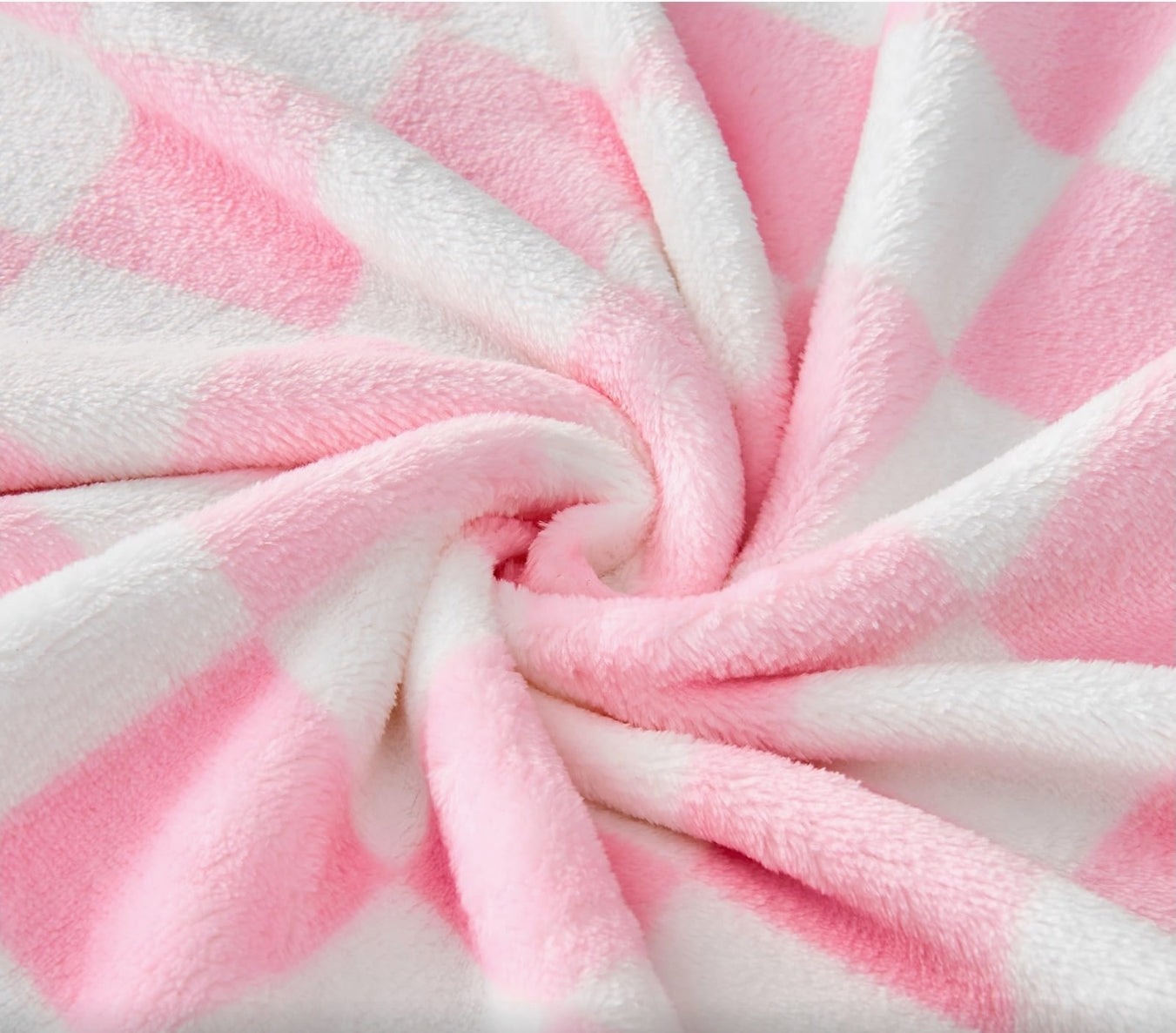 Pink and white checkered blanket 50"x60"