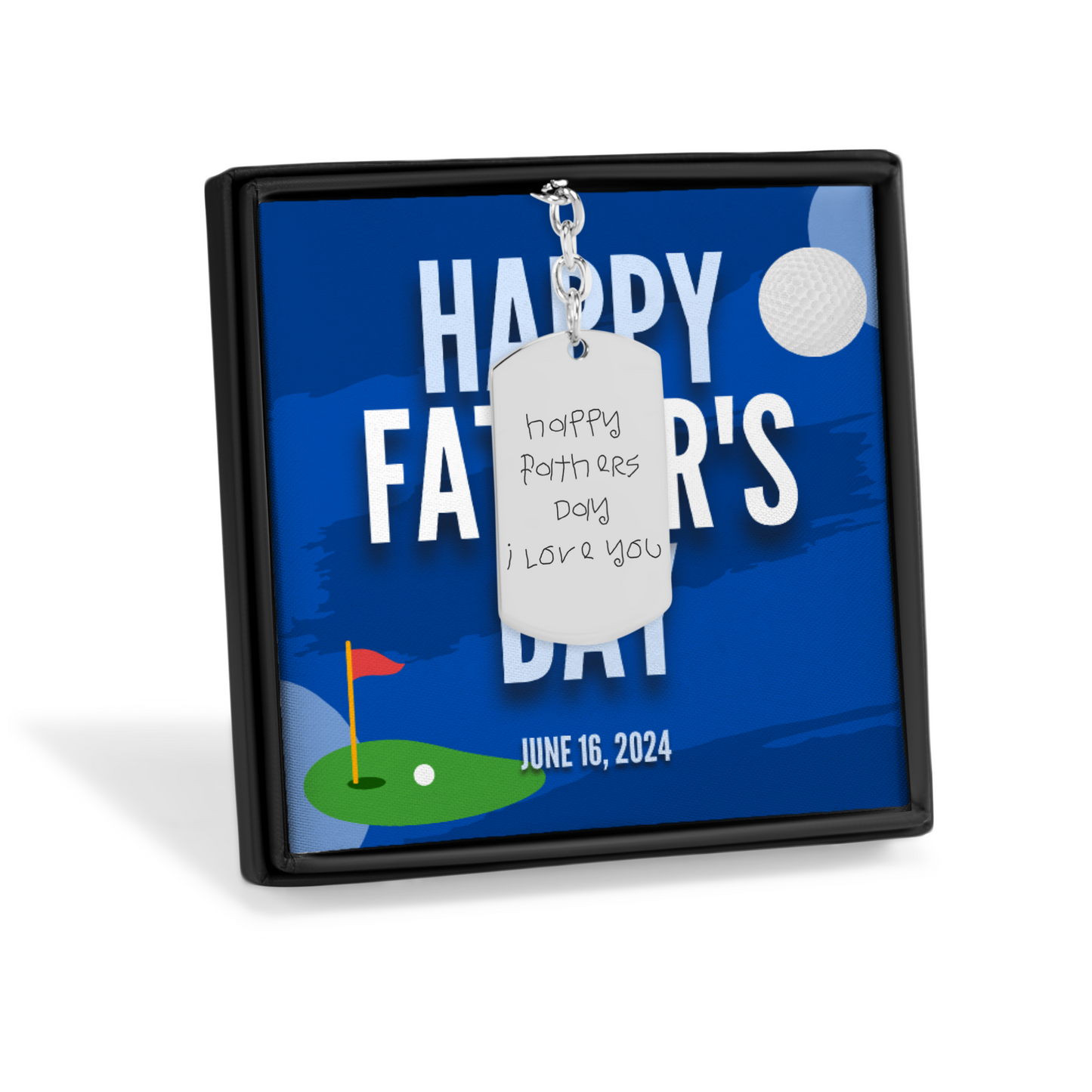 Golf Lovers Fathers Day Gift Children's Drawing Dad Keychain